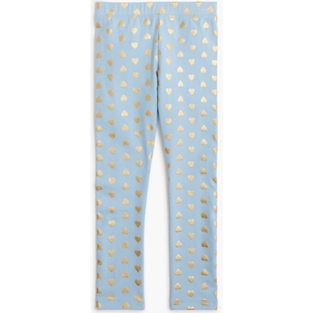Crewcuts by J.Crew‎ Girls Light Blue Gold Heart Print Leggings Size 12 NWT $35